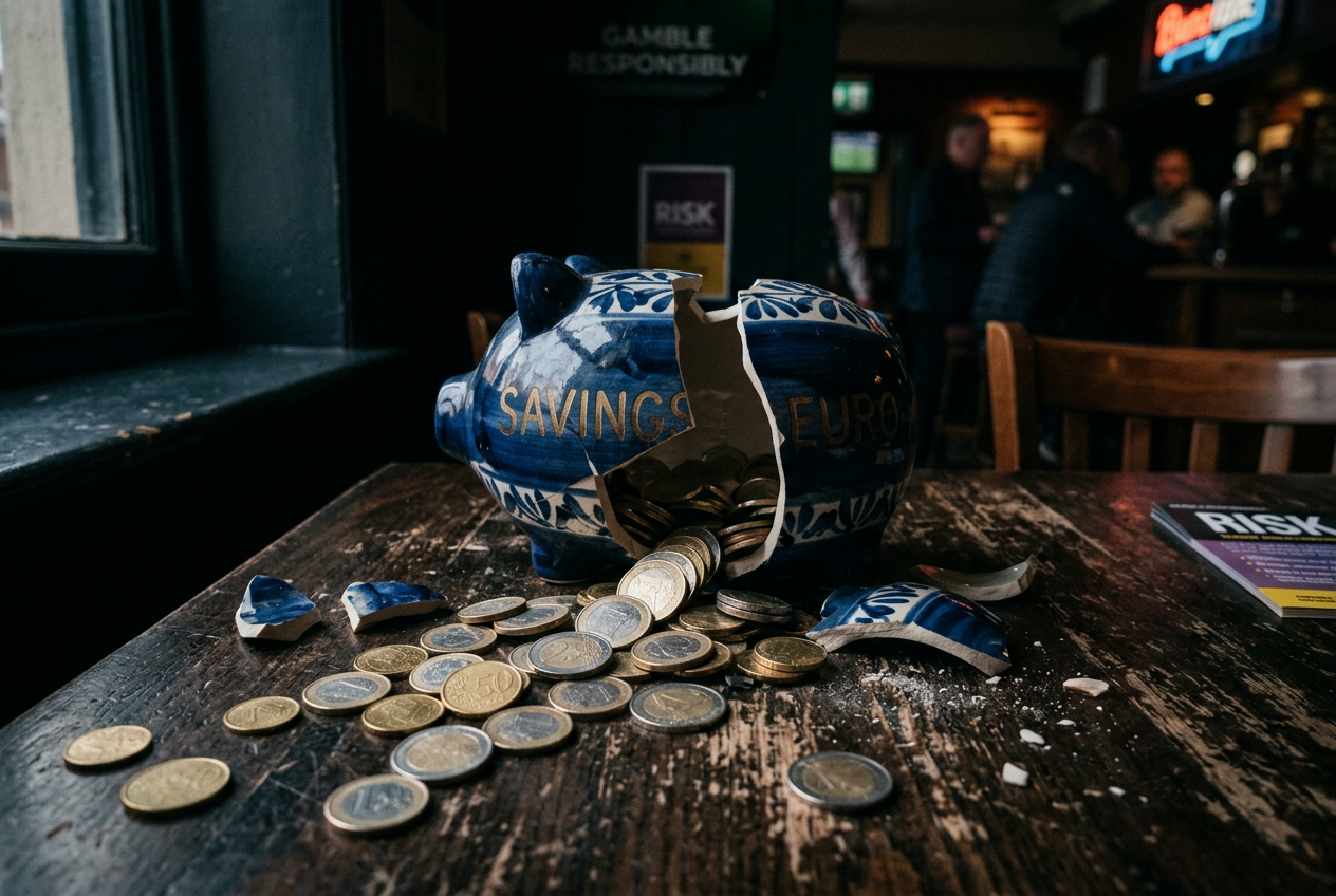 Broken piggy bank representing risks of gambling and importance of bankroll management