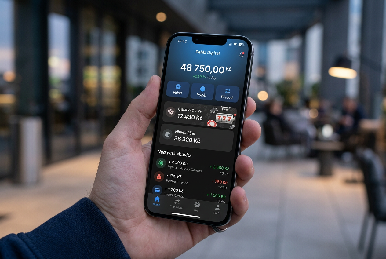 Moderní digitální peněženka Neterapay na mobilním telefonu s herními prvky